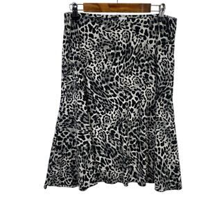 KC Stevens Skirt 8 Pull On Leopard Animal Print Mob Wife Y2K Stretch Knit Travel